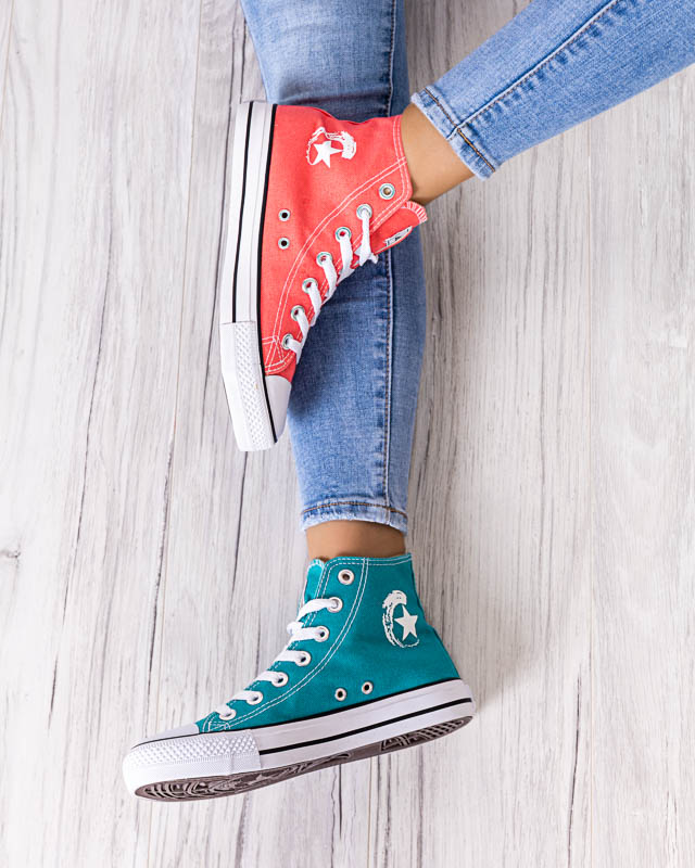 Tenisi de damă înalți Garet coral - Încălțăminte