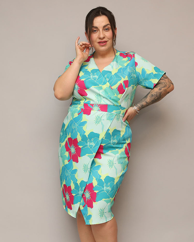 Royalfashion Rochie de damă din țesătură florală PLUS SIZE