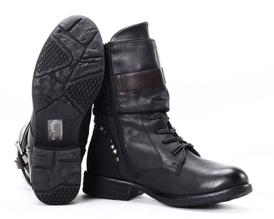 Czarne wysokie workery Soefinna - Obuwie