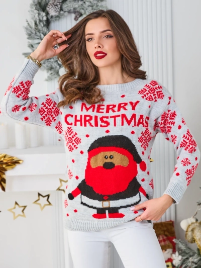 Royalfashion Pulover de Crăciun pentru femei cu Moș Crăciun