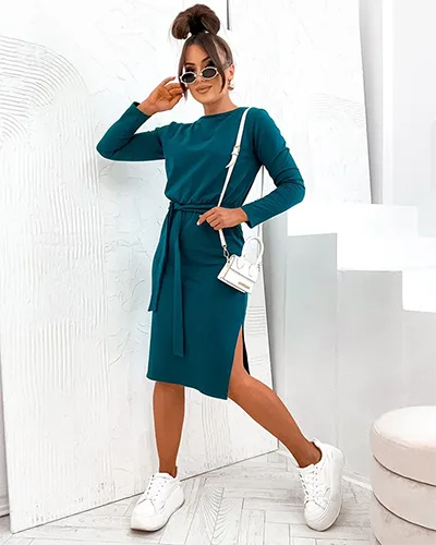Royalfashion Rochie de femei din bumbac până la genunchi
