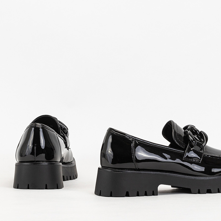 Pantofi dama lacuiti negri cu lant Retisi - Incaltaminte