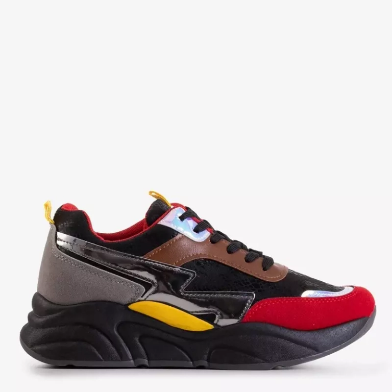 OUTLET Încălțăminte sport dama neagră cu inserții colorate Masze - Încălțăminte