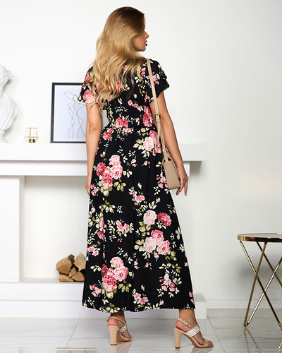 Rochie de damă Airy neagră cu mâneci scurte - Îmbrăcăminte