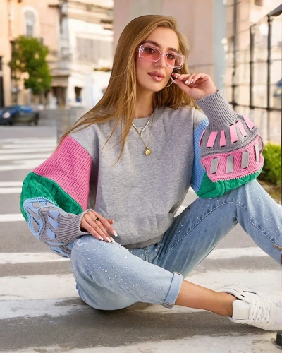 Royalfashion Hanorac pentru femei cu mâneci colorate