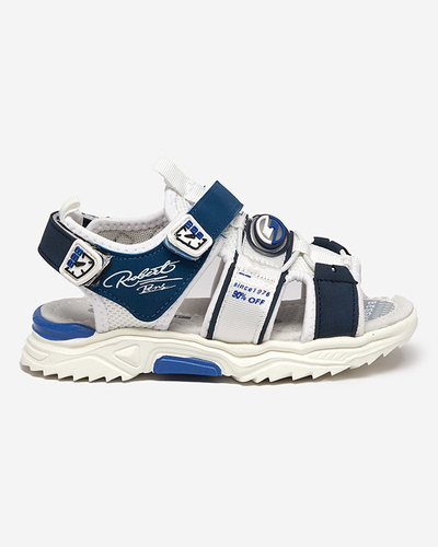 Sandale pentru băieți albe și bleumarin cu Velcro Roser-Footwear