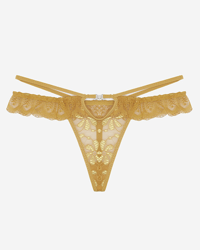 Tanga de dama din dantela mustar - Lenjerie intima