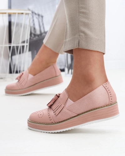 Cizme cu tocuri joase de damă roz Veolita- Footwear
