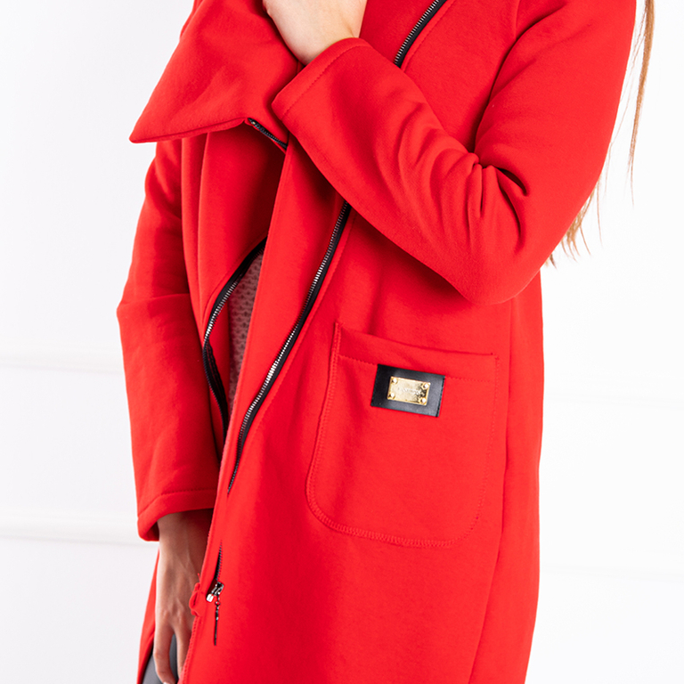 Jachetă oversize roșie pentru femei - Îmbrăcăminte