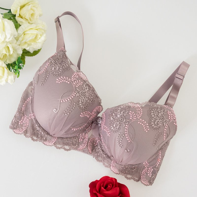 Sutien căptușit violet cu dantelă - Lenjerie de corp