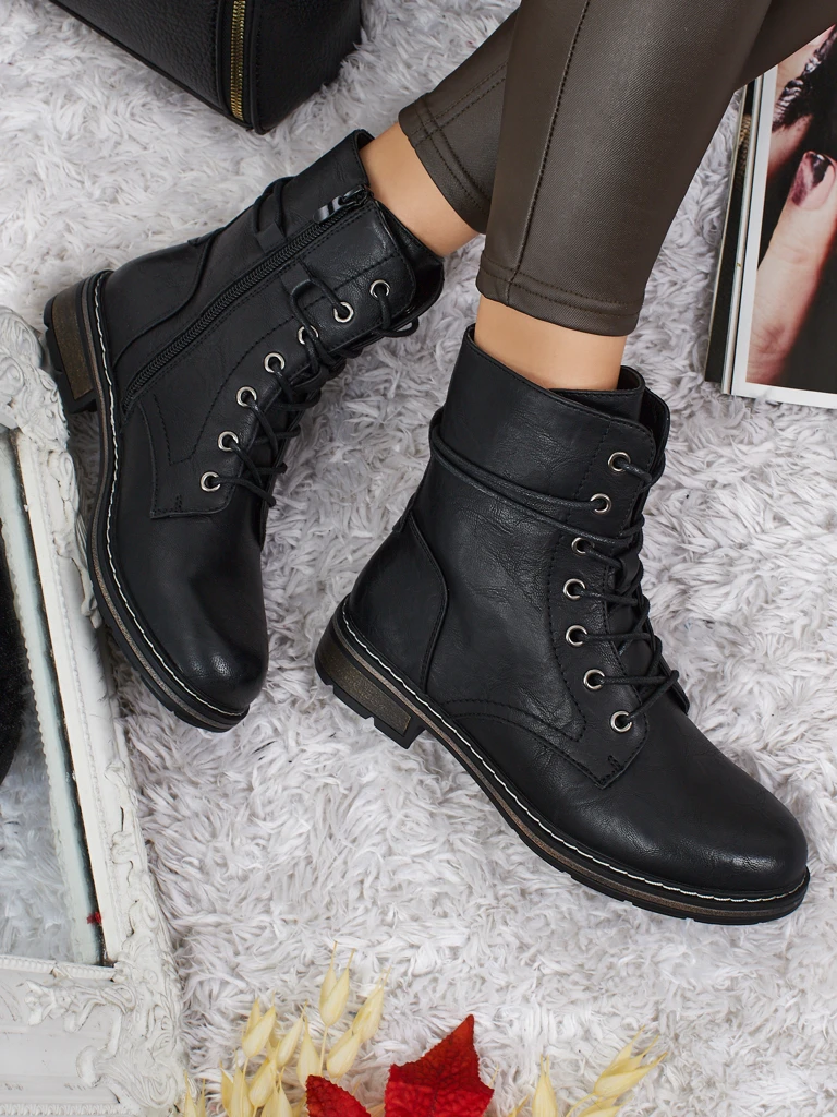 Botine Dama Luna Negre Sintetice Casual de Toamnă