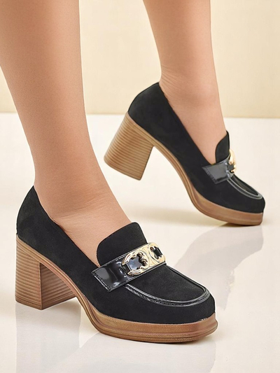 Mocasi de damă Royalfashion pe tocul bloc Qeroy
