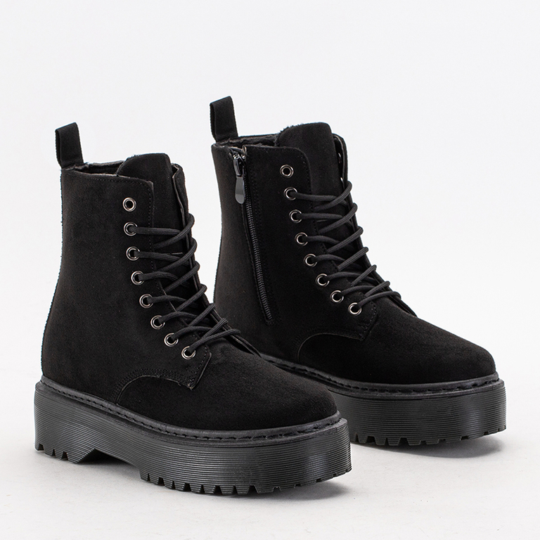 Cizme negre de dama din piele intoarsa ecologica Tegera - Incaltaminte