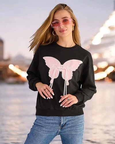Royalfashion Hanorac cu imprimeu subțire din bumbac pentru femei