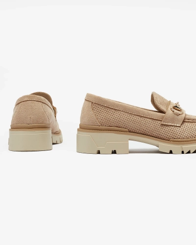 Royalfashion Mocasini de damă cu lănțișor maro deschis maro deschis cu lanț Imerila