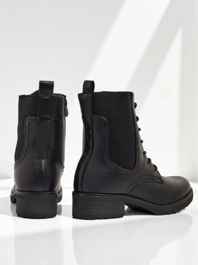 Botine de damă Oslynne din piele ecologică cu șireturi