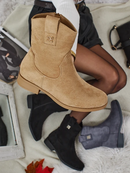 Botine de damă din piele ecologică de căprioară Kelmoria