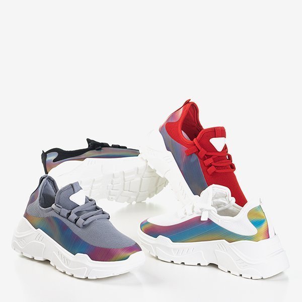 OUTLET Tenisi roșii de damă cu inserție multicoloră Isis - Încălțăminte