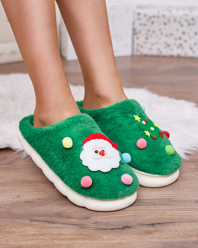 Royalfashion Papuci de Crăciun pentru femei, de culoare verde Fertemse