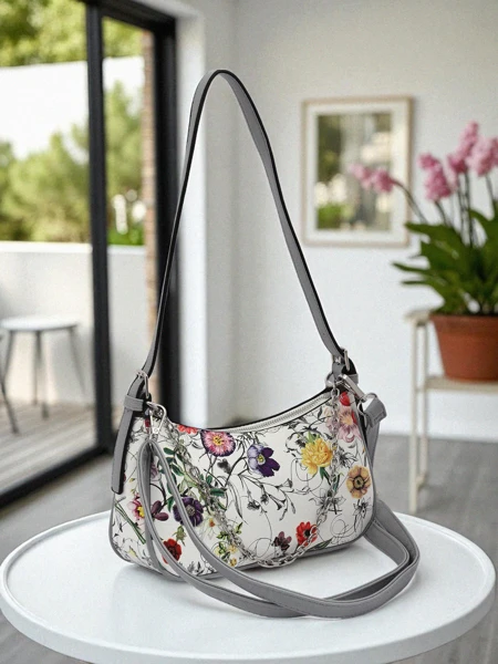 Royalfashion Geantă de damă mică din piele ecologică cu imprimeu floral Lily Bloom