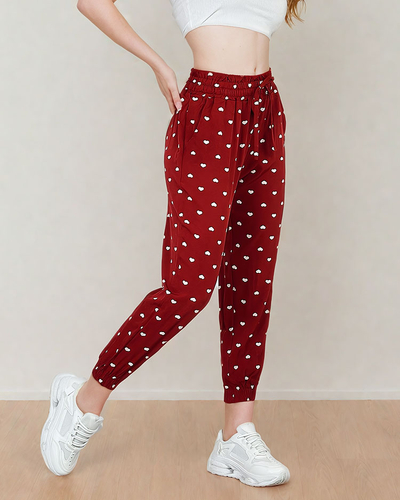 Royalfashion Pantaloni de damă din material textil cu inimioare