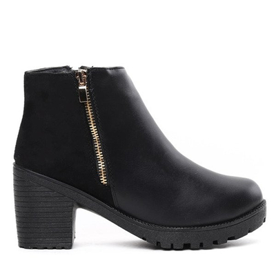 Czarne botki na słupku Dalary- Obuwie