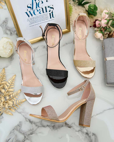 Royalfashion Sandale cu post de brocart de damă Etotta
