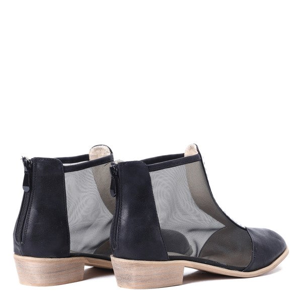 Czarne botki z siatki - Obuwie