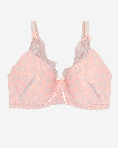 Sutien roz de dama cu dantela gri - Lenjerie intima