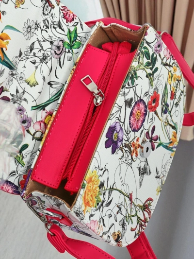 Royalfashion Klein dameshandsak in eko-leer met blomme Ori Elle