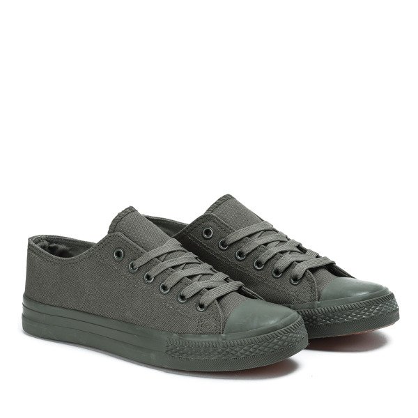 Zielone damskie trampki tkaninowe Essien - Obuwie