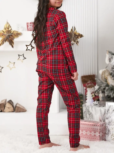 Royalfashion pijama de Crăciun pentru copii din bumbac tartan