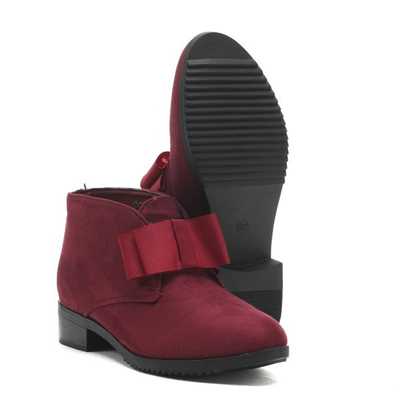 Botine din piele de căprioară Seanna burgundy - Încălțăminte