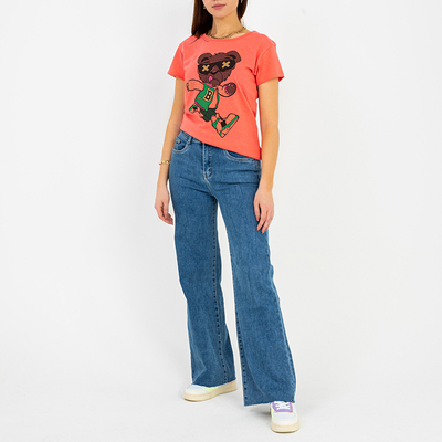 Tricou damă cu imprimeu coral - Îmbrăcăminte