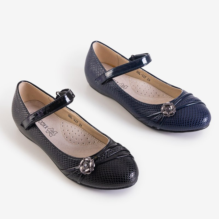 Balerini negri pentru copii cu decor Neqe - Pantofi