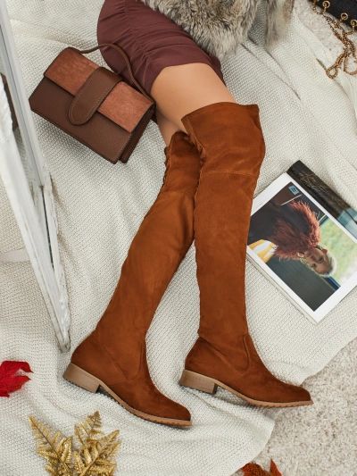 Cizme de damă peste genunchi din piele ecologică întoarsă Denvoria