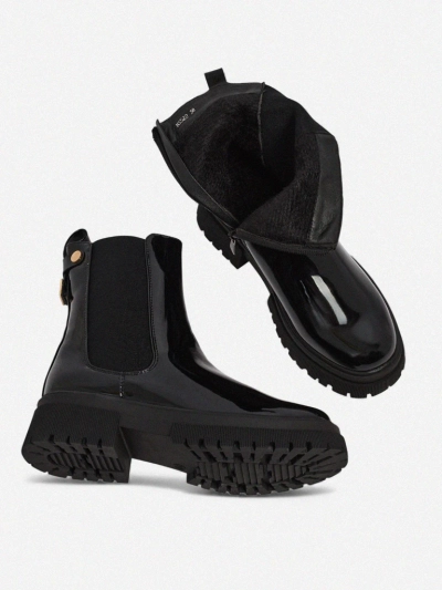 Botine de damă lăcuite din piele ecologică Calebi