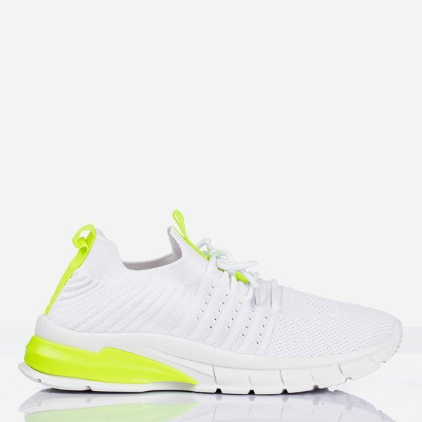 OUTLET Încălțăminte de sport albă cu inserții Brighton galben neon - Încălțăminte