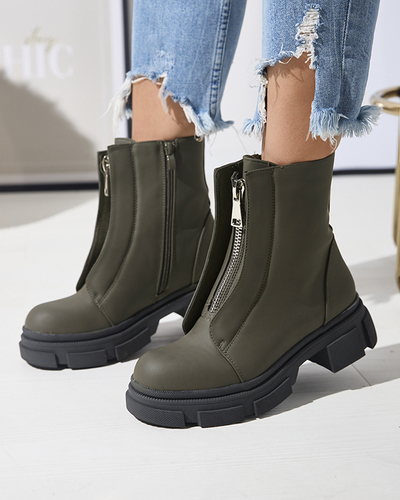 Cizme înalte izolate pentru femei, de culoare verde închis Slovys- Footwear