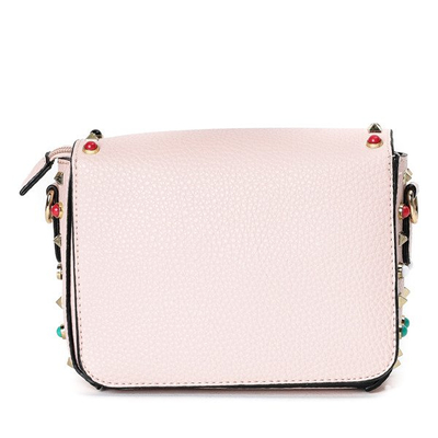 Mała torebka na ramię w kolorze różowym z ozdobami - Torebki