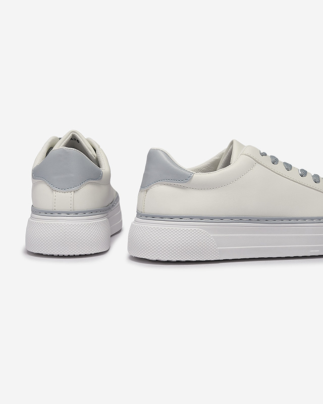 Adidași sport de damă albi cu inserții albastre Assalia - Încălțăminte