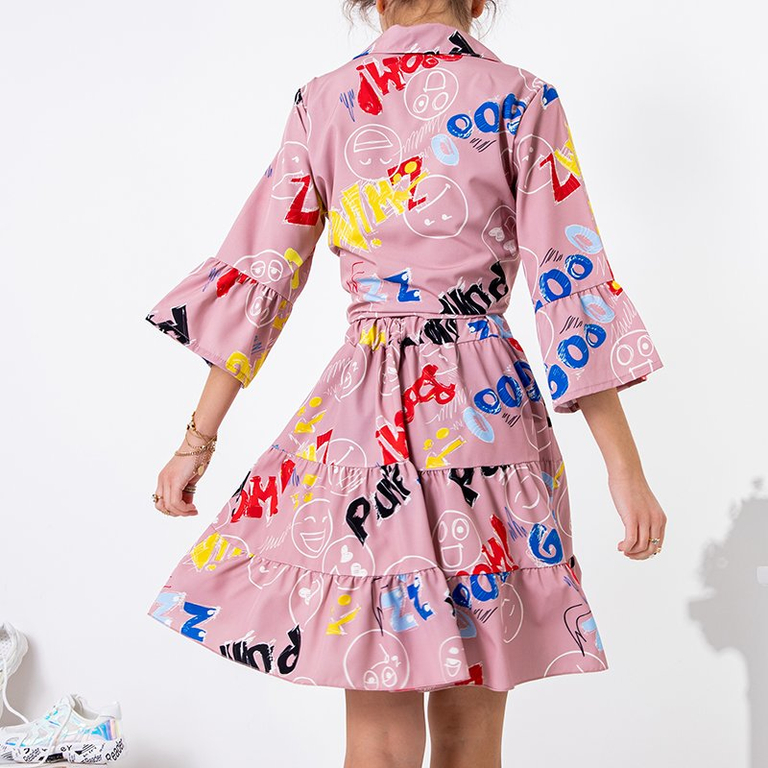 Set pentru femei cu 2 piese cu model roz închis - Îmbrăcăminte