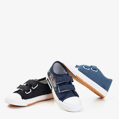 OUTLET Adidași negri din velcro pentru copii Jeff - Încălțăminte