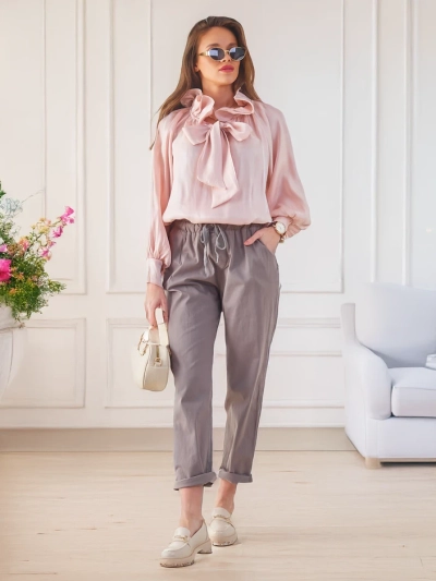 Royalfashion Cămașa strălucitoare pentru femei cu guler decorativ