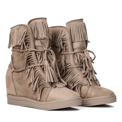 Brązowe sneakersy na koturnie Alesi - Obuwie