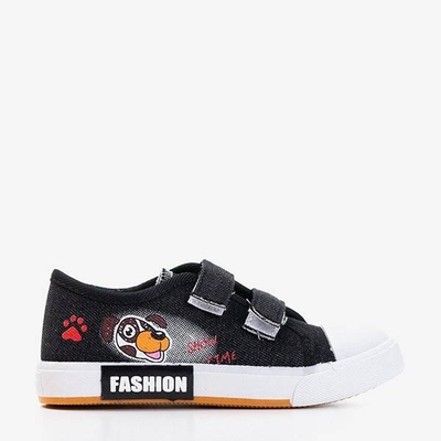 OUTLET Adidași negri din velcro pentru copii Jeff - Încălțăminte