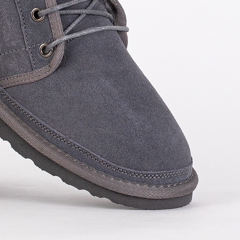 Ghete Dama Luna Gri Porumbel Piele Confortabile de Iarna