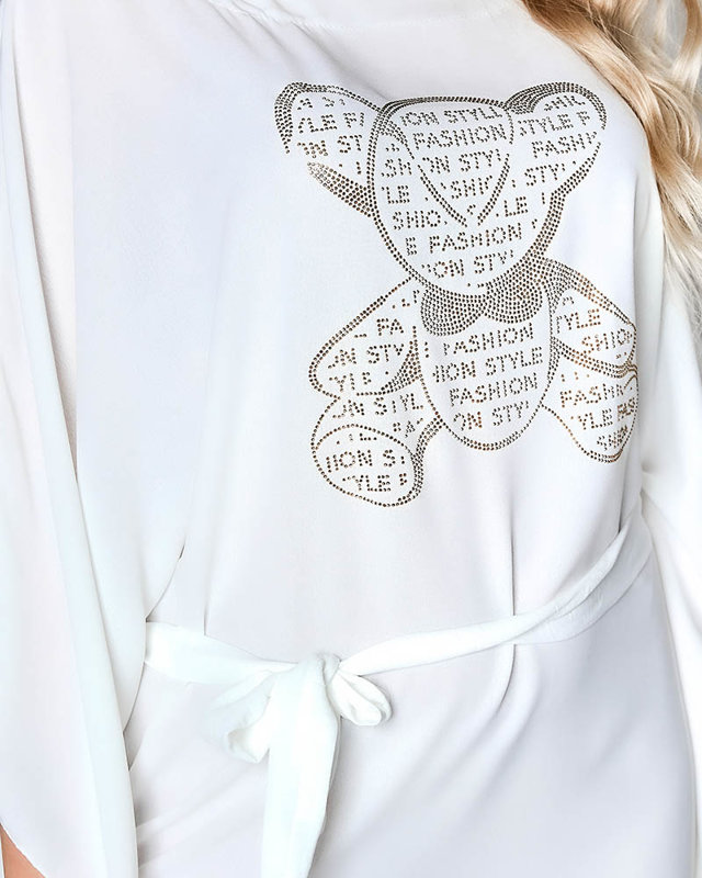 Tunică Teddy Bear pentru femei în alb- Îmbrăcăminte