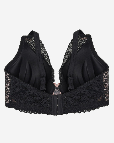 Sutien roz de dama cu dantela neagra - Lenjerie intima