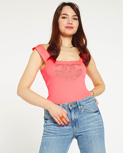 Top de dama roz cu zirconiu cubic - Imbracaminte